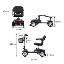 Schéma des dimensions du scooter de mobilité Sweetrich S1 Sport