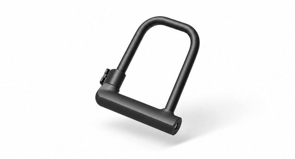 Antivol pour trottinette et vélo électriques chez Wheelyshop – antivol en U noir sur fond blanc