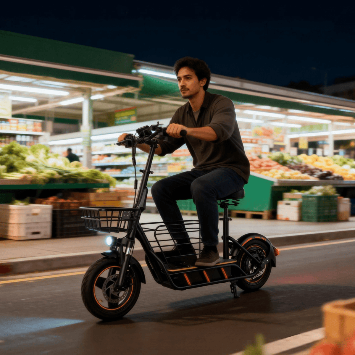 Homme roulant sur la trottinette électrique Wheely H14