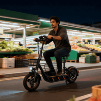 Homme roulant sur la trottinette électrique Wheely H14