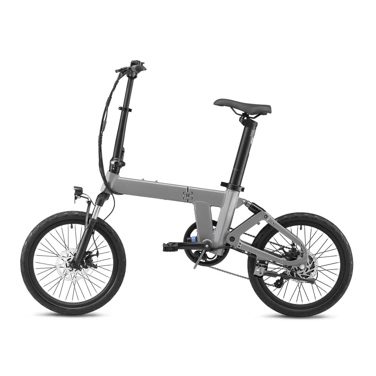 Vélo électrique pliant YANGOR H19 vu de profil de l'autre côté coloris gris
