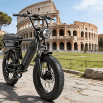Vélo électrique fat bike YANGOR Y20 Pro Max vu de trois-quarts avant coloris noir dans un parc